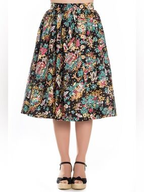 Hell Bunny Monte Carlo Circle Skirt Size Large Black 50s Inspired Rockabilly